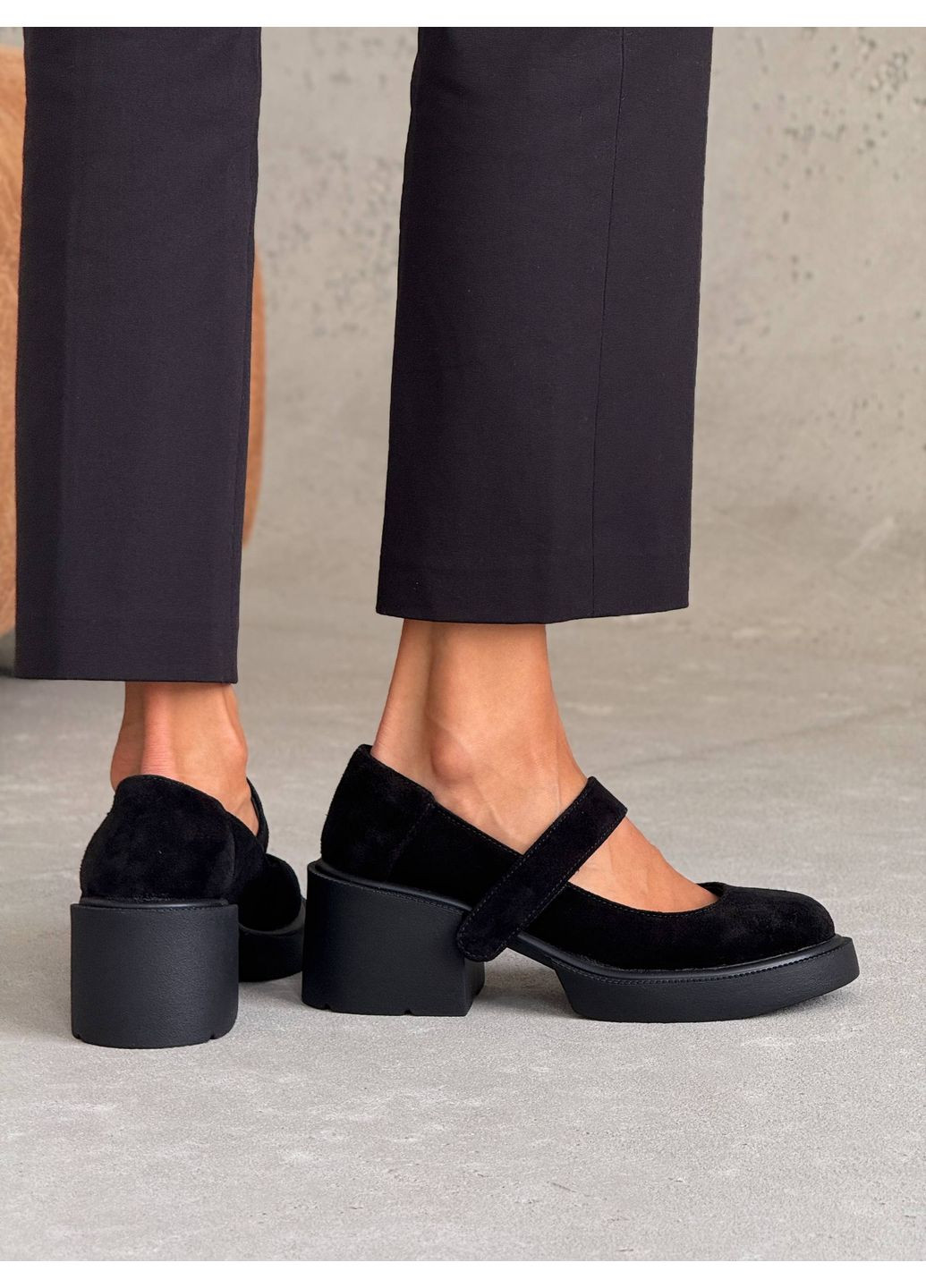 No Brand Стильные женские туфли черный з натуральная замша, — всесезон (354312086)