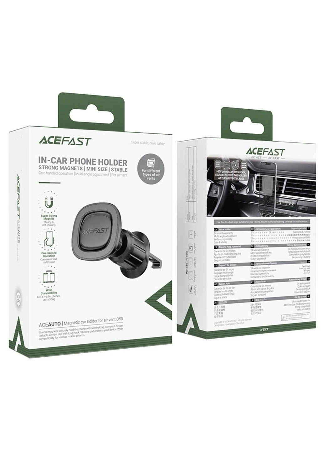 Автомобильный держатель для телефона D50 magnetic car holder for air vent Black Acefast (380668601)