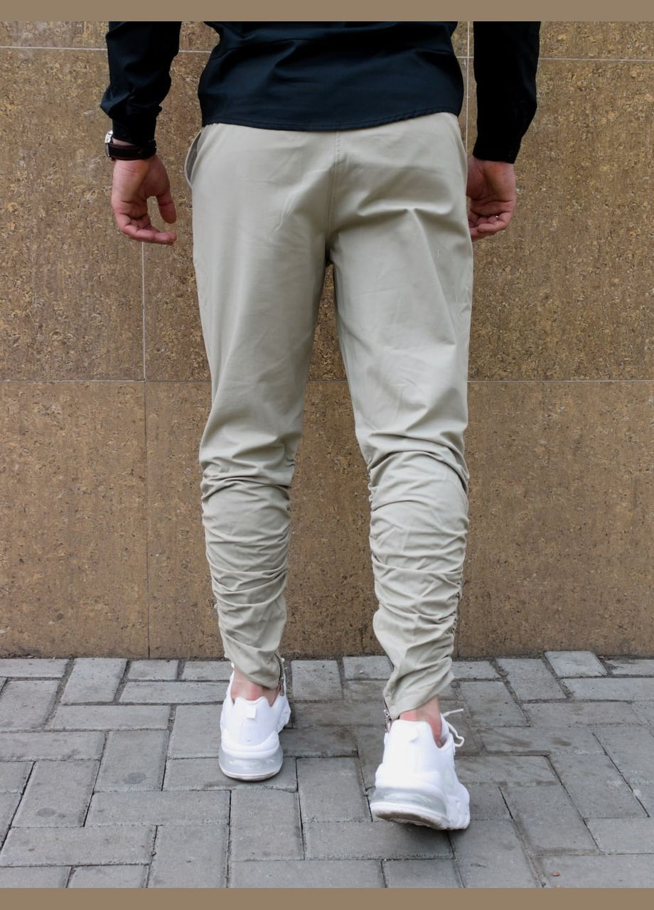 Серые демисезонные брюки No Brand