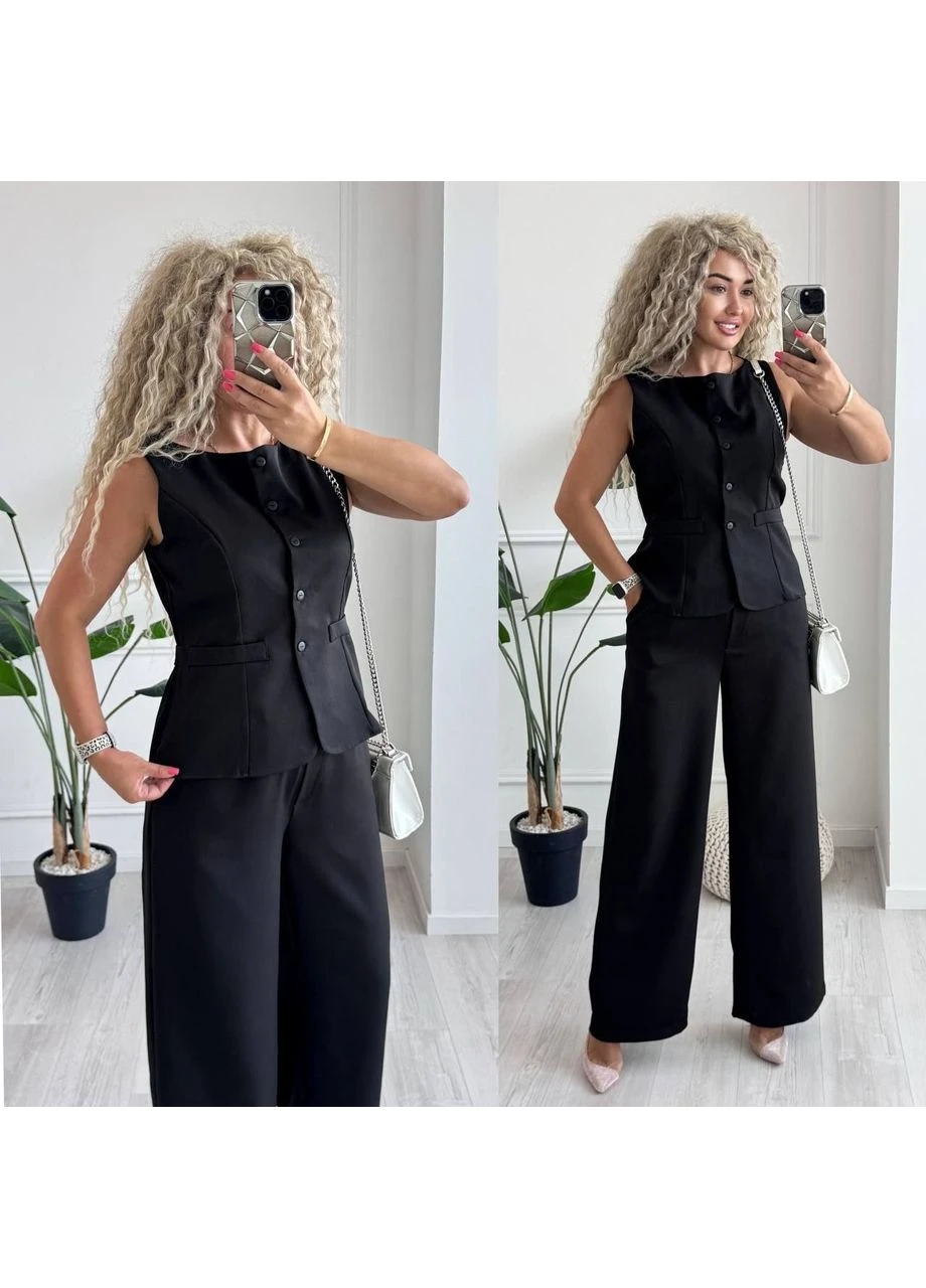 Жіночий брючний костюм з жилеткою з костюмки No Brand (400043095)