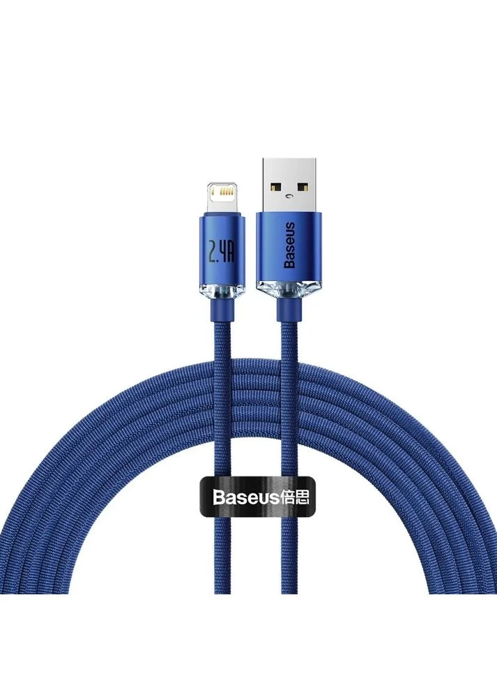 Кабель Crystal Shine USB - Lightning, 2.4A, 2м Синій (CAJY000103), USB 3.2 Gen 1, тканинне обплетення Baseus (372637767)
