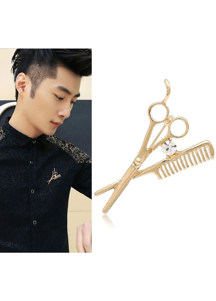Брошка перукарські інструменти у формі ножиць гребінець ножиці шпилька для перукарів No Brand (339869596)