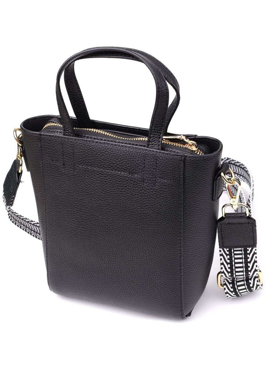 Сумка крос-боді через плече із натуральної шкіри середня Чорний 39336 Vintage (355245162)