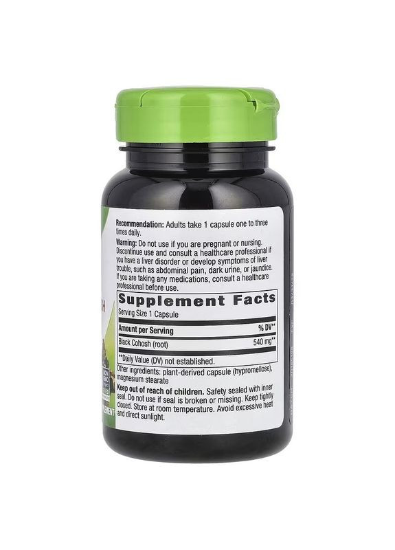 Клопогон, 540 мг, Black Cohosh, 100 вегетарианских капсул. Nature's Way (315146274)