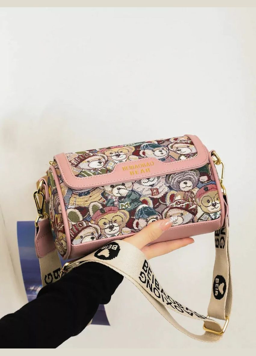 Жіноча сумка невелика через плече з ведмедиками рожева Beibaobao (311600876)