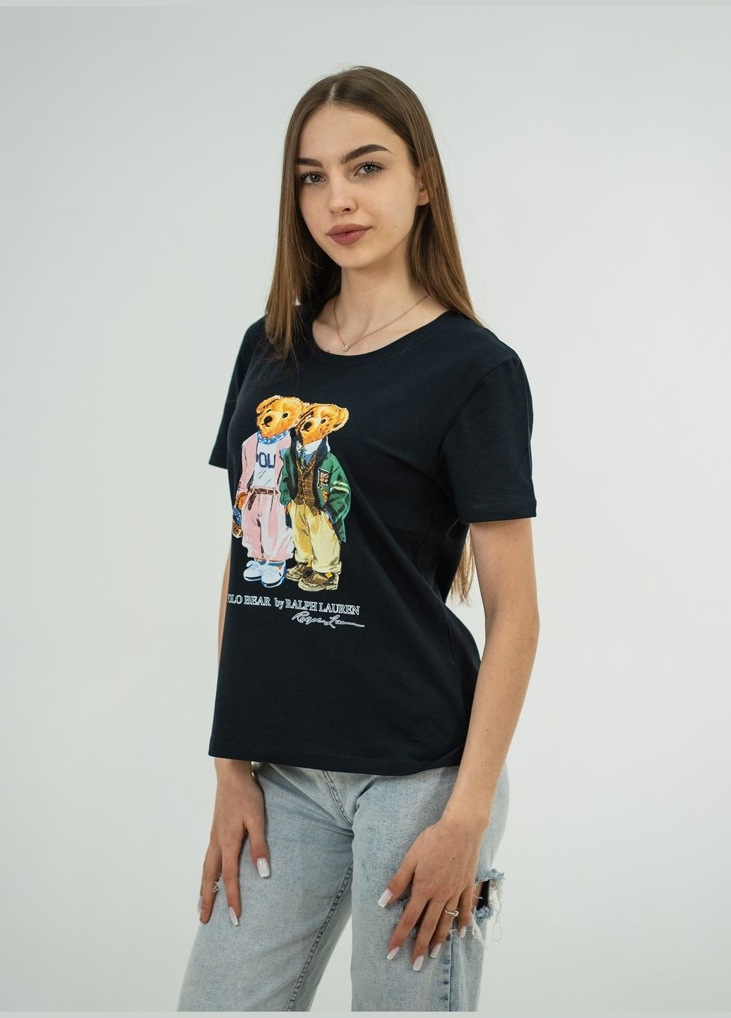 Черная летняя футболка женская polo Ralph Lauren