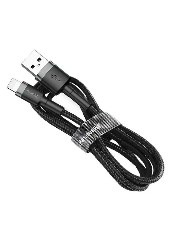 Кабель USB Baseus Cafule Lightning 2A нейлонове обплетення 3м чорний-сірий No Brand (402842240)