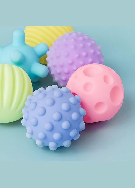 Набір тактильних сенсорних м'ячиків 0125 6 м'ячиків масажні кульки для немовляти розвиваючі Монтессорі Fun Game (327797186)