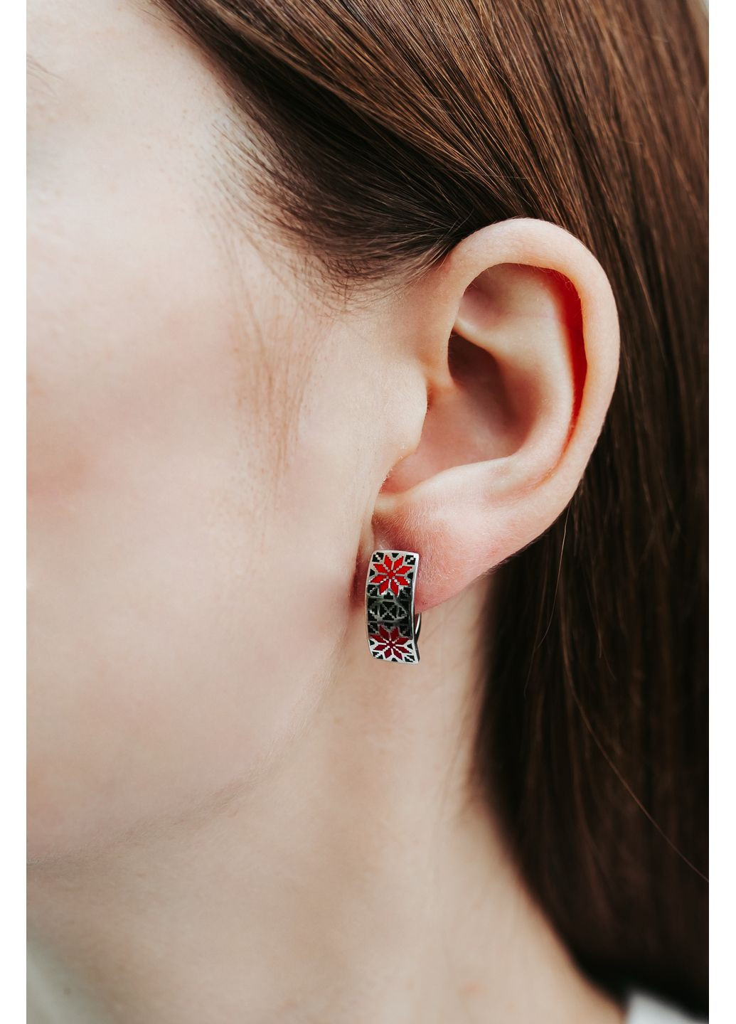 Серьги серебряные с эмалью Вышиванка красная А046скч No Brand (334728974)