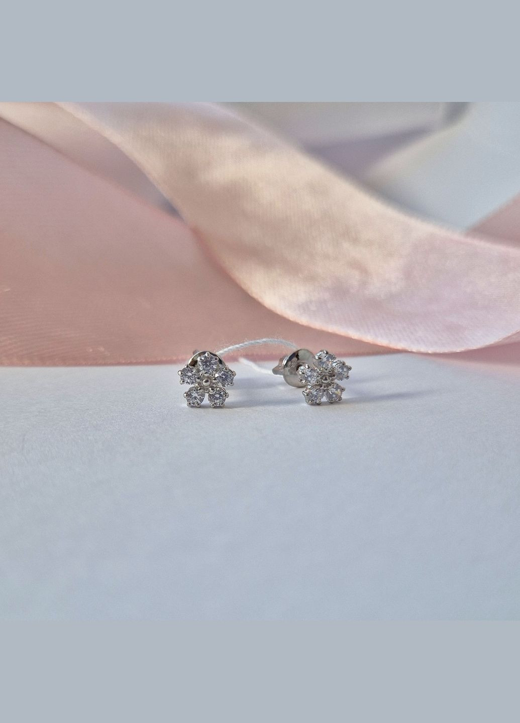 Срібні сережки гвоздики на закрутках Квітка в Білих Каменях срібло 925 проби Родоване 82904б 1.02г No Brand (306742778)