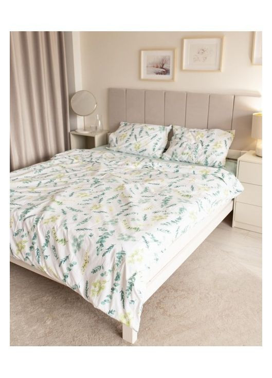Постільна білизна з резинкою Листочок ранфорс Евро розмір, наволочки 70/70 No Brand (364220014)