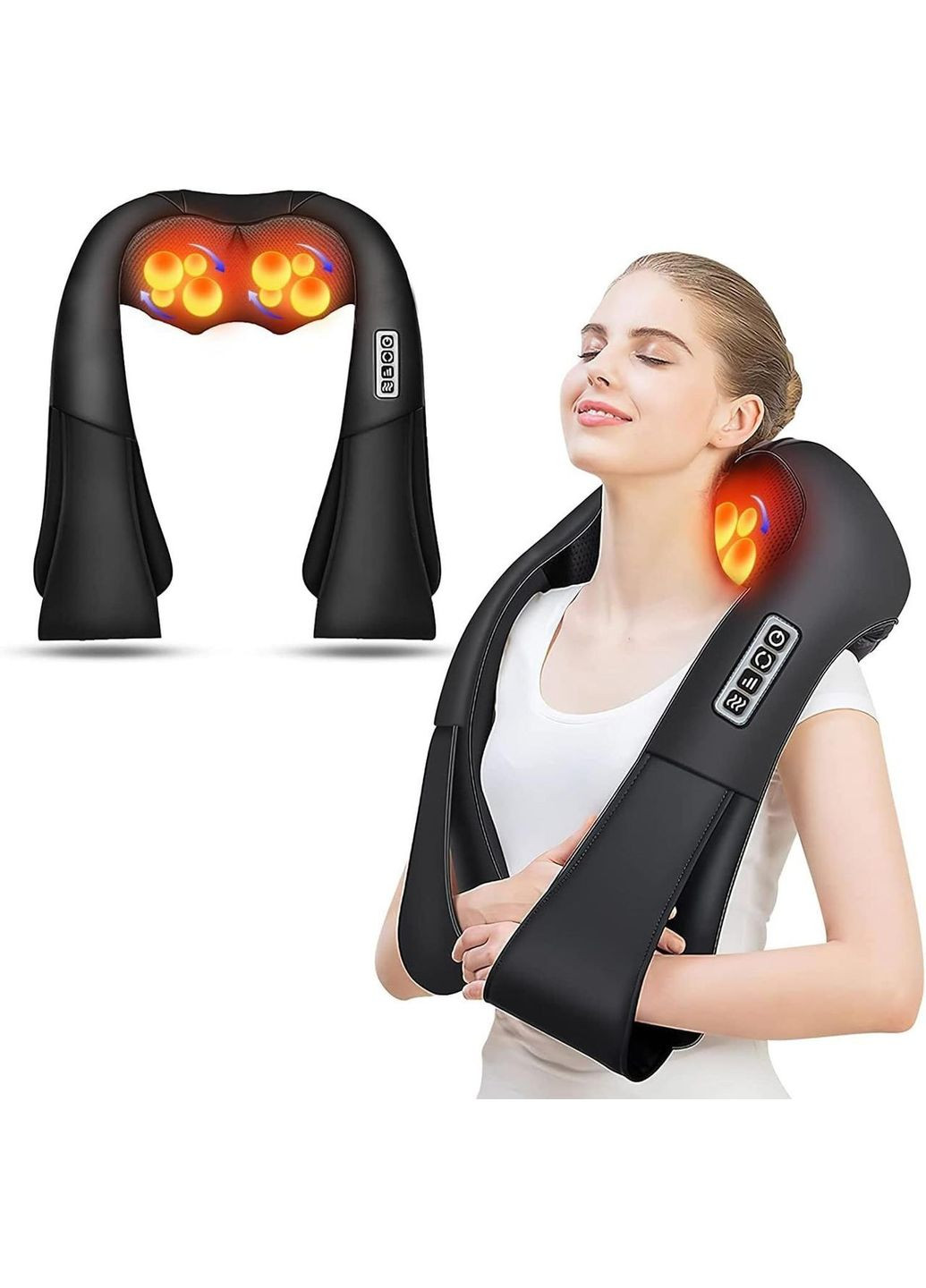 Масажер для шиї та спини AERLANG Shiatsu з підігрівом Black, Amazon, Німеччина No Brand (385402814)