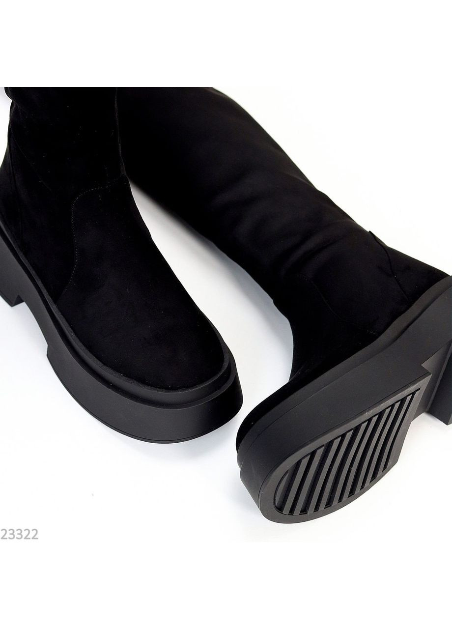 Черные осенние женские ботфорты No Brand