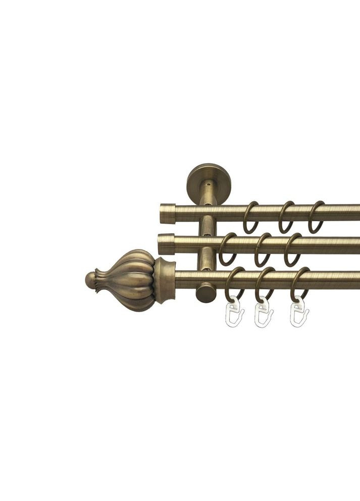 Карниз Таджа металлический трехрядный цилиндр (20 см) гладкая труба Антик 16\16\16 мм 200 см (00-00017100) ORVIT (300280630)