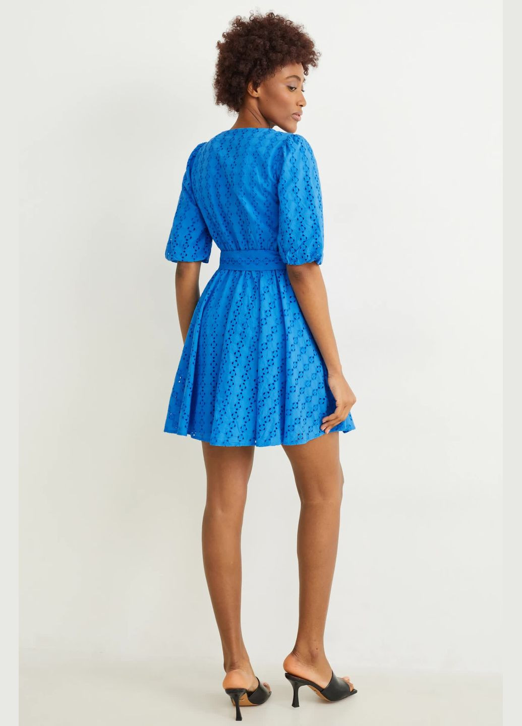 Синее кэжуал платье из хлопка C&A однотонное