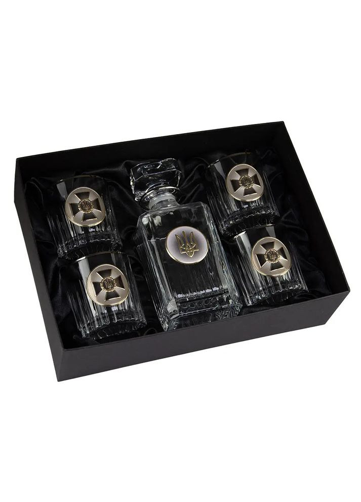 Кришталеві келихи 4 шт із графином "Служба безпеки" | Подарунок офіцеру СБУ, Boss Crystal B5SBU2PGD (345646723)
