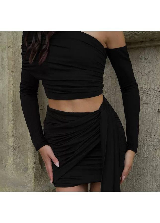 Жіночий костюм з спідницею мікродайвінг No Brand Г792/793-413 (370590862)