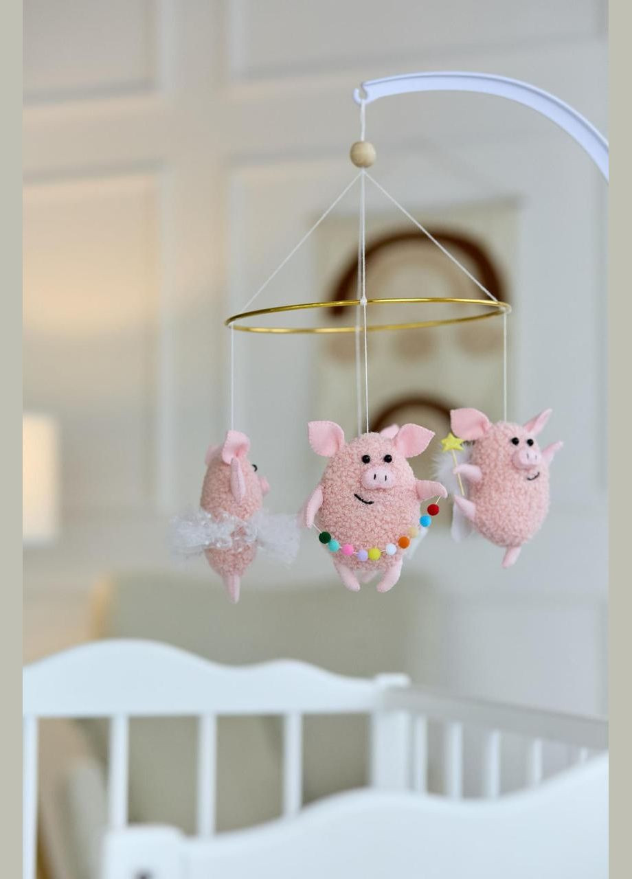 Дитячий мобіль на ліжечко для немовлят WoollyFox "Веселі свинки" No Brand (342757878)
