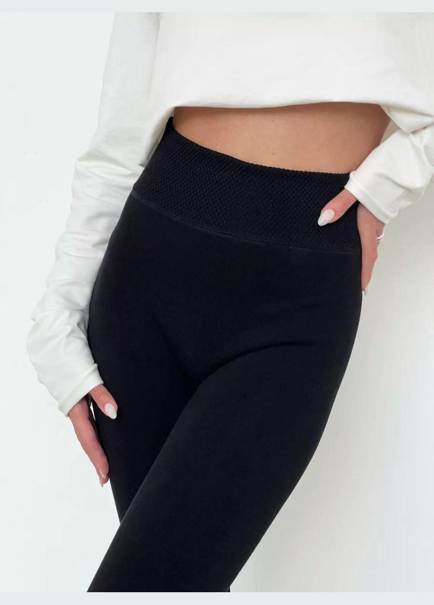 Бесшовные термолосины на меху с высокой посадкой Чорние No Brand (315403184)