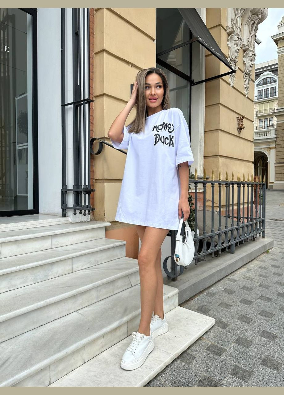 Хлопковая футболка с рисунком белого цвета 31781 Fashion - (331109522)