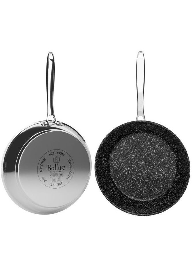 Сковорода з нержавіючої сталі та антипригарним покриттям Black Sapphire 28 см (BR-1707) Bollire (334713186)