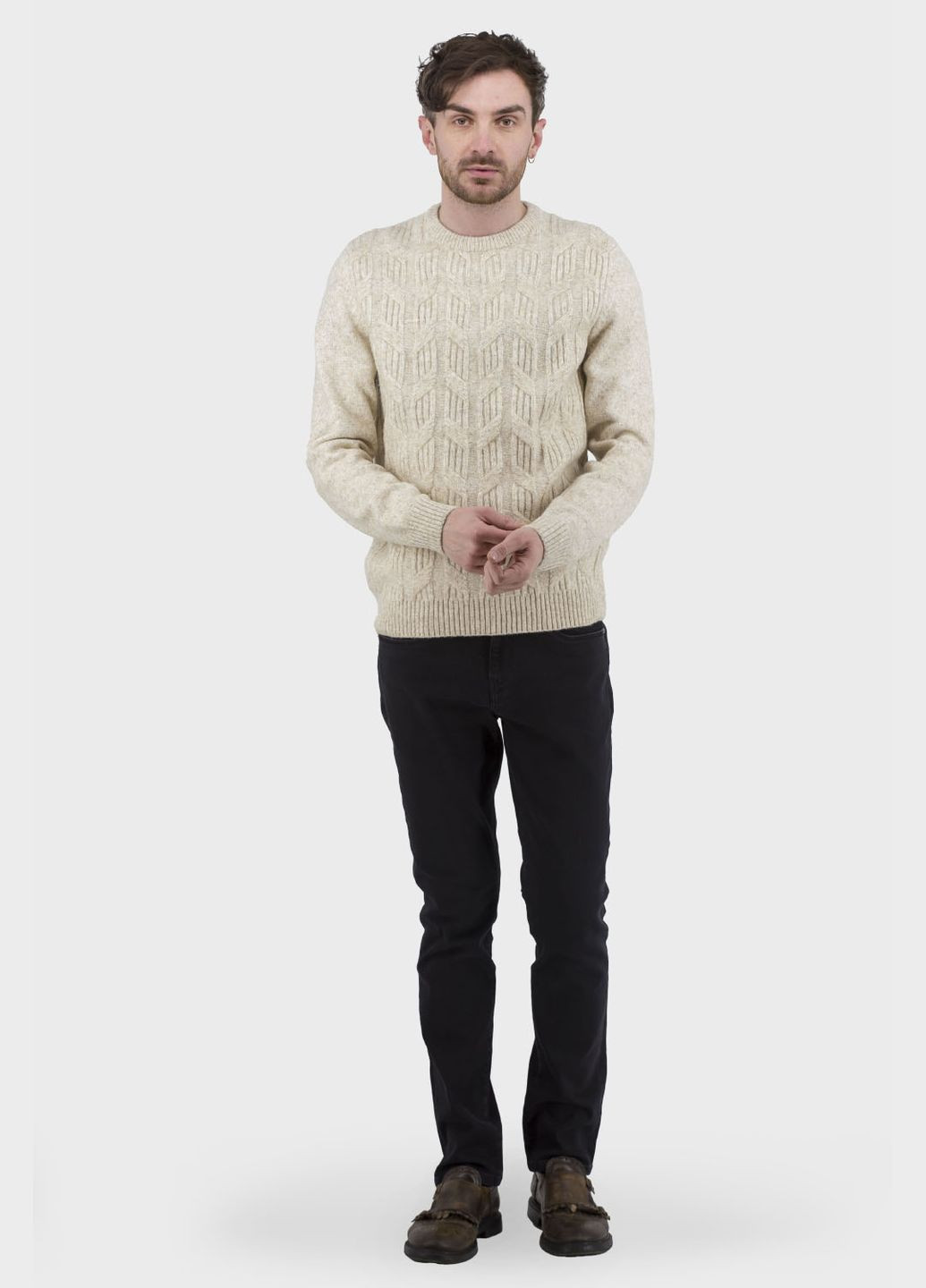 Чоловіча класична бежева кофта з косами, втачний рукав (, ), 36086 Buke (329727363)