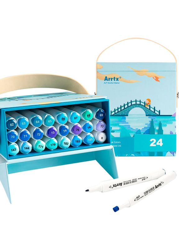 Спиртові маркери Alp ASM-02BU 24 кольори Сині відтінки (LC302215) Arrtx (323113334)
