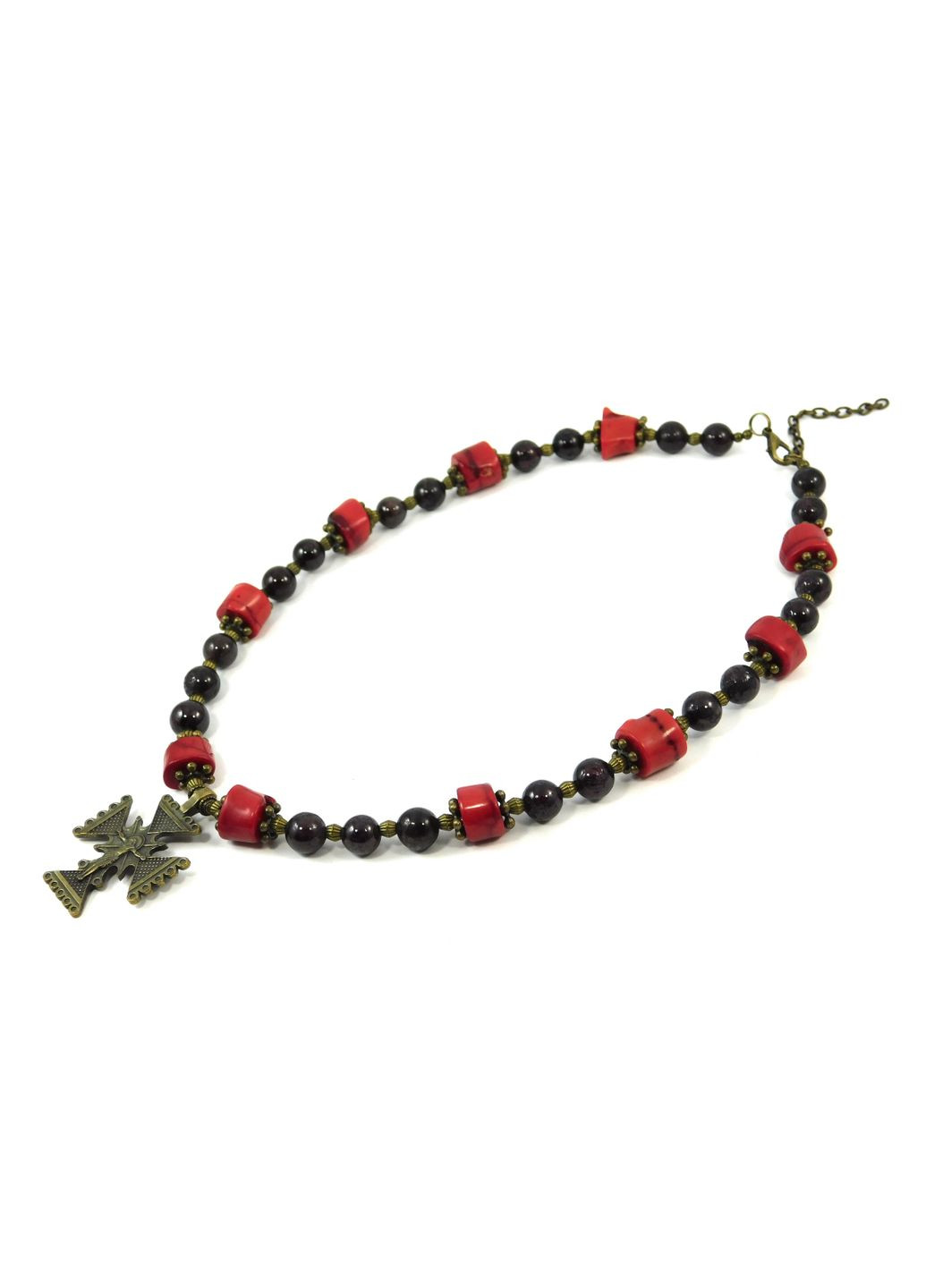 Эксклюзивные бусы "Багира" Коралл галтовка, Гранат Fursa fashion (322315030)