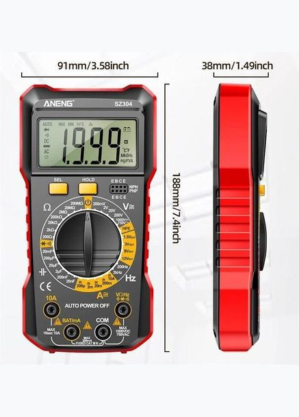 Мультиметр цифровий SZ304 багатофункціональний тестер, вольтметр (R051201) Aneng (316093752)