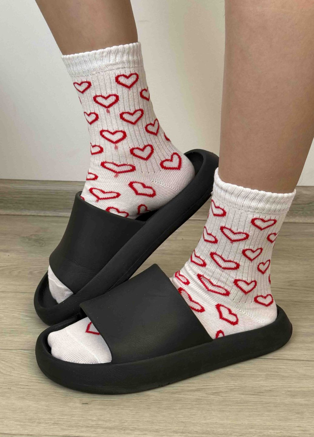 Белые хлопковые носки коллекции "сердце" VIDCHUY сердечки (316157486)