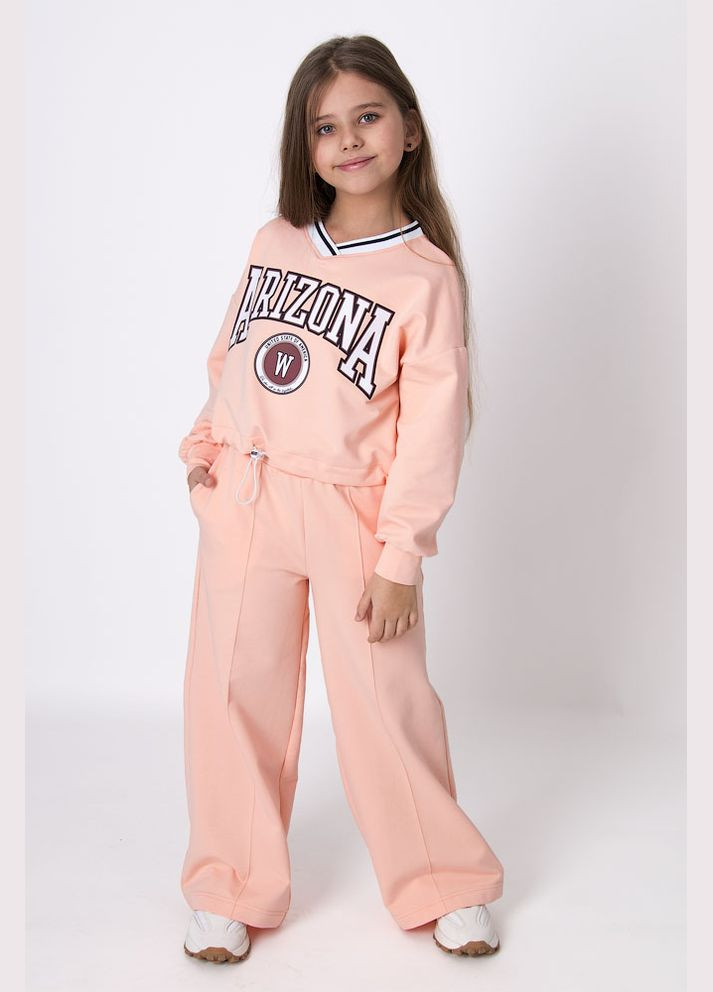 Персиковый демисезонный трикотажный костюм для девочки Mevis