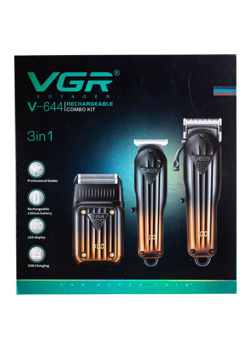 Набір для стрижки акумуляторна машинка, тример і шейвер VGR V-644 Jooki (360920760)