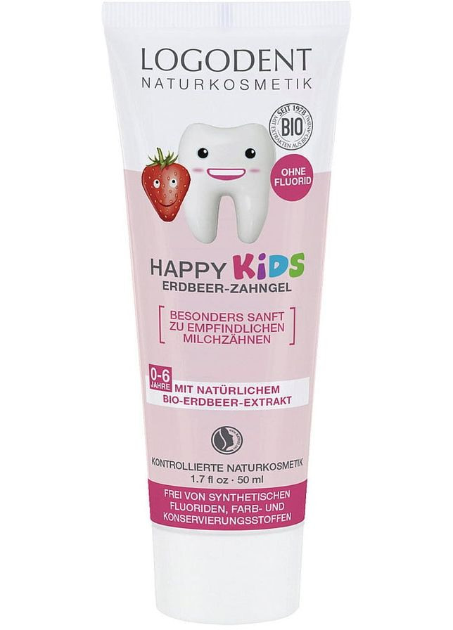Гель зубний для дітей "Полуниця" Happy Kids Strawberry Toothgel 50ml (2-797101) Logona (369795393)