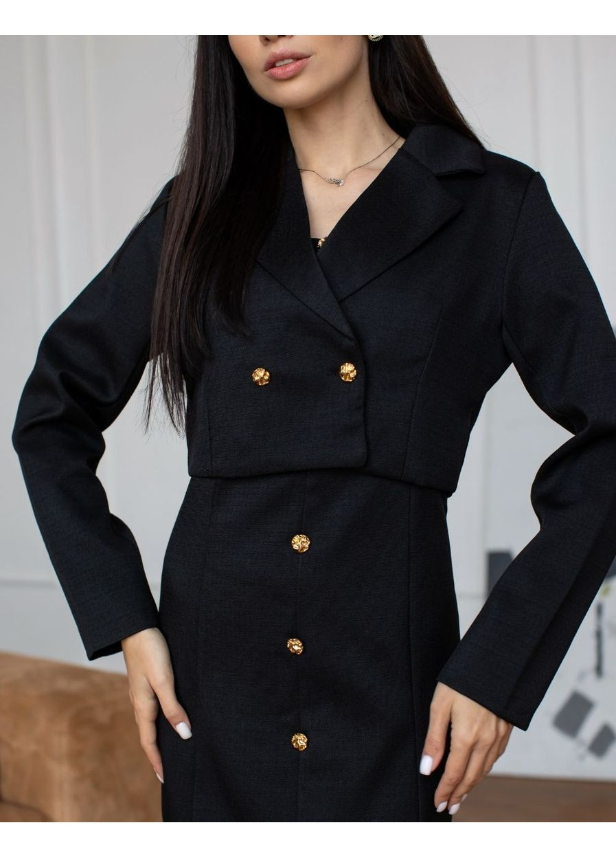 Черное твидовий костюм черний 111776 черный No Brand