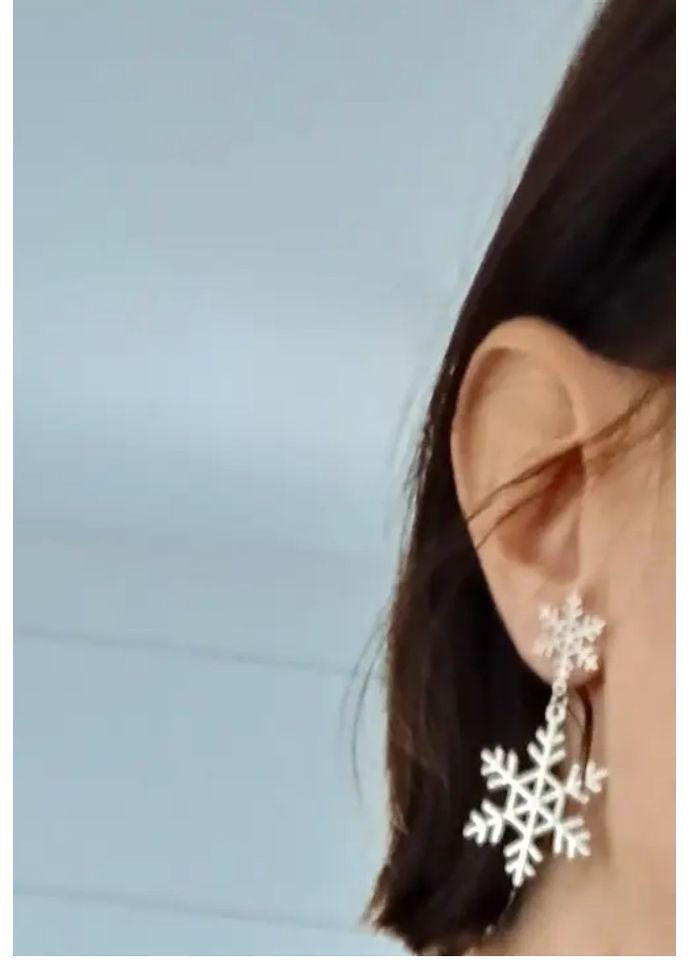 Стильні сріблясті сережки новорічні сніжинки, 1659 No Brand (367960479)