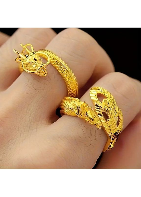 Набір каблучок золотисті 2шт фенікс і дракон розмір регульований OrnatusDivinus813 No Brand (367831409)
