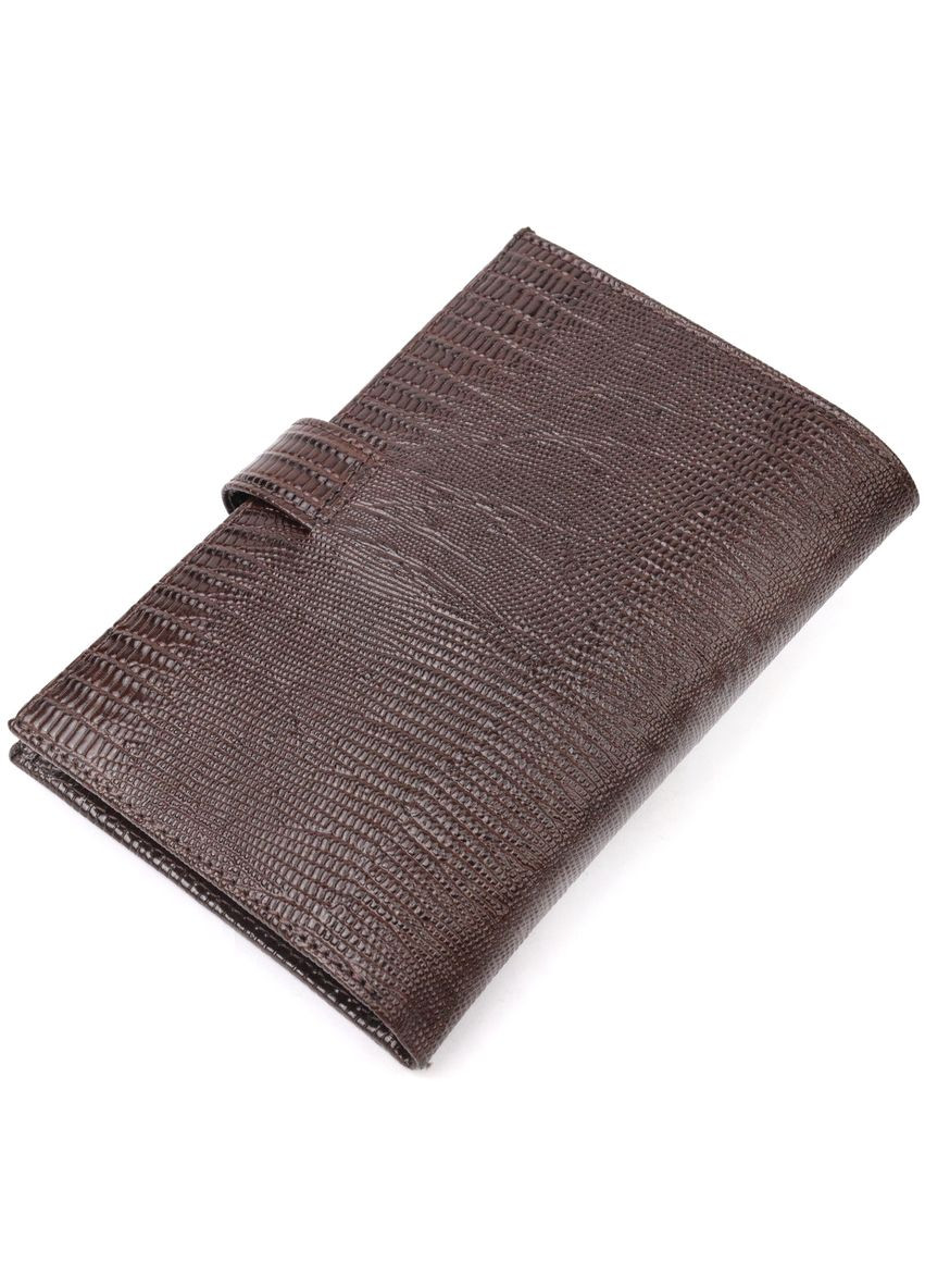 Лакированное мужское портмоне с хлястиком для карт и документов коричневое (sku_21194) No Brand (327819630)