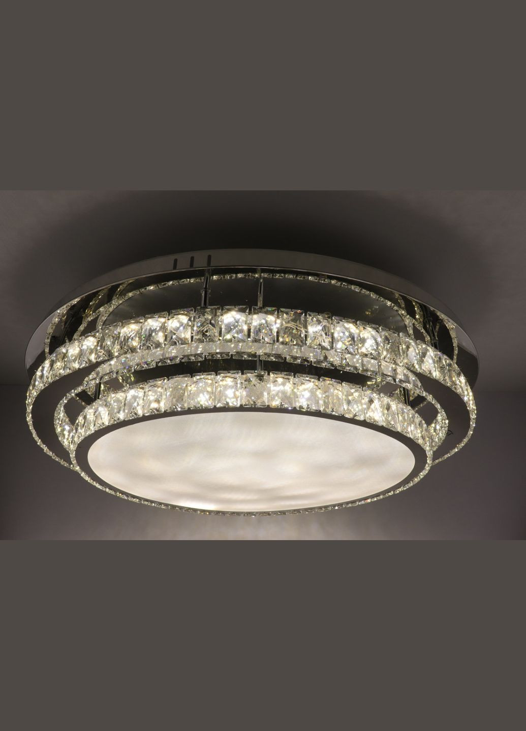 Люстра стельова кришталева LED з пультом 25671 Хром 18х80х80 см. Sunnysky (364766618)