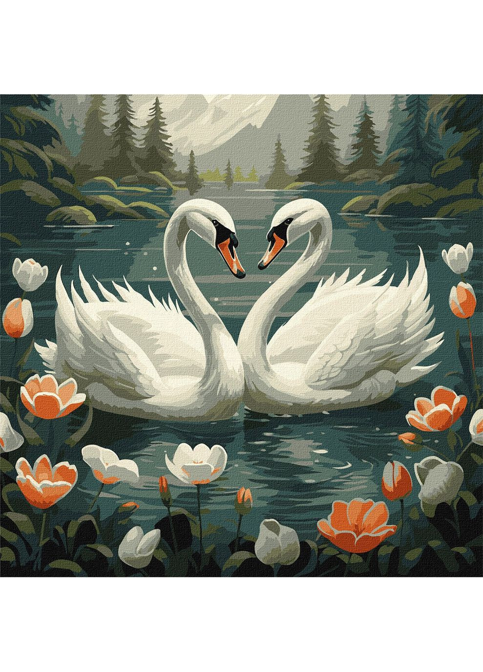 Картина-розмальовка Ideyka за номерами Лебедина вірність 40х40 (KHO6585) Ідейка (365546183)