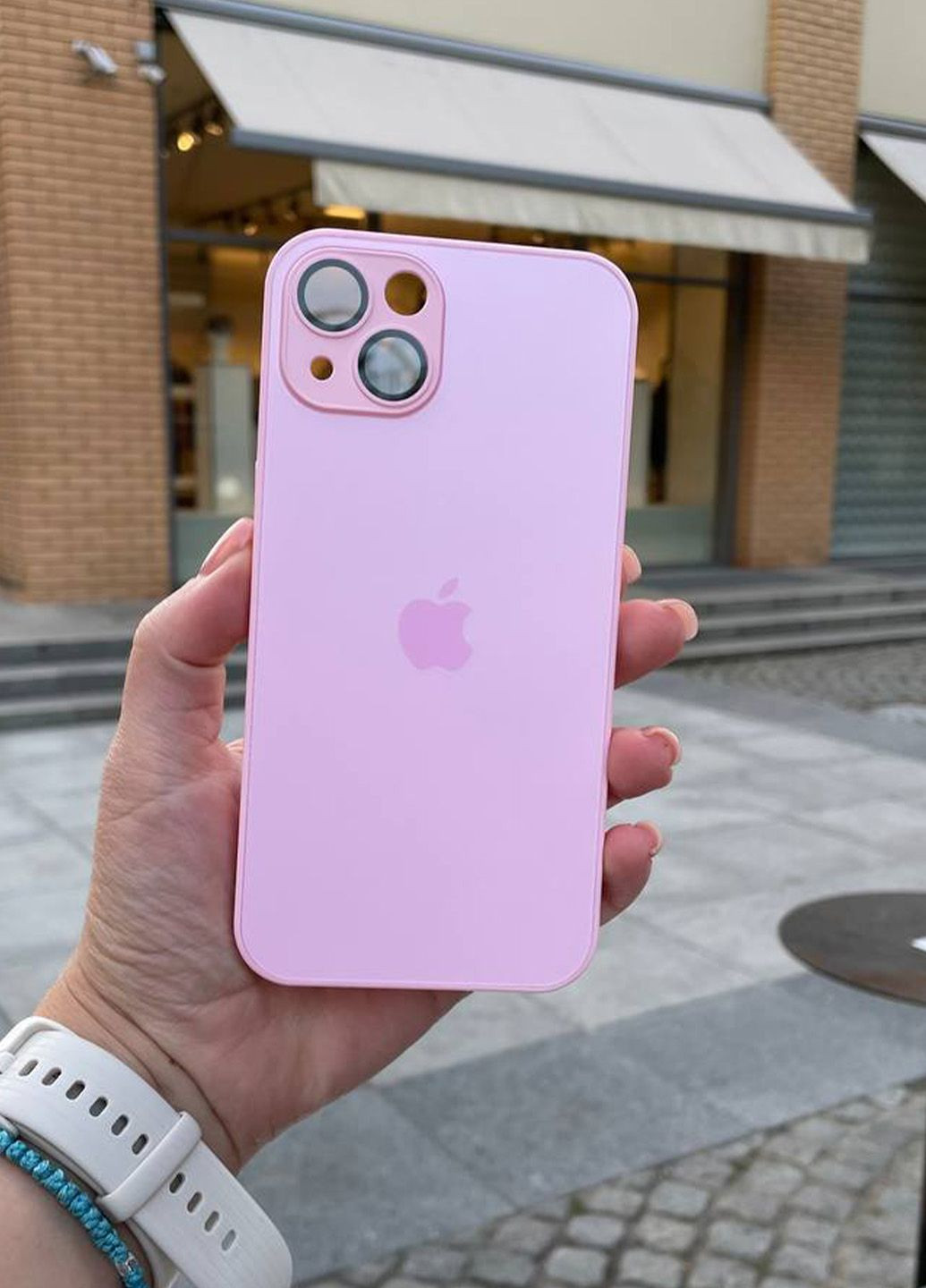 Чохол скляний для iPhone 15 Plus рожевий Chanel Pink No Brand (282676389)