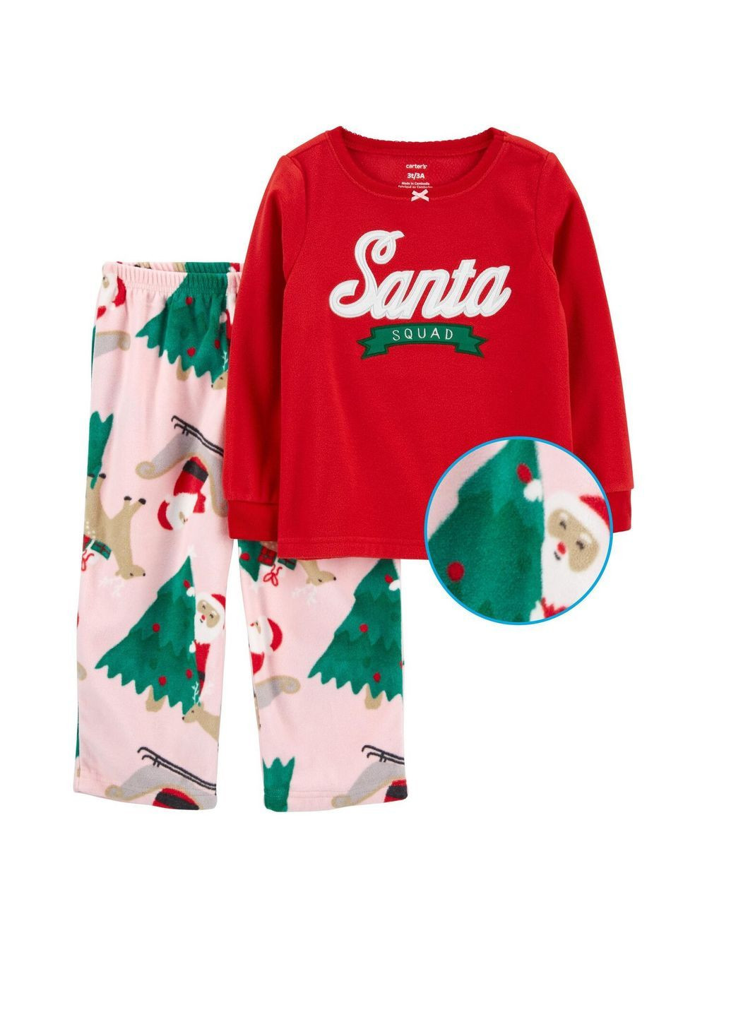 Червона зимня піжама флісова новорічна сarters санта реглан + брюки No Brand