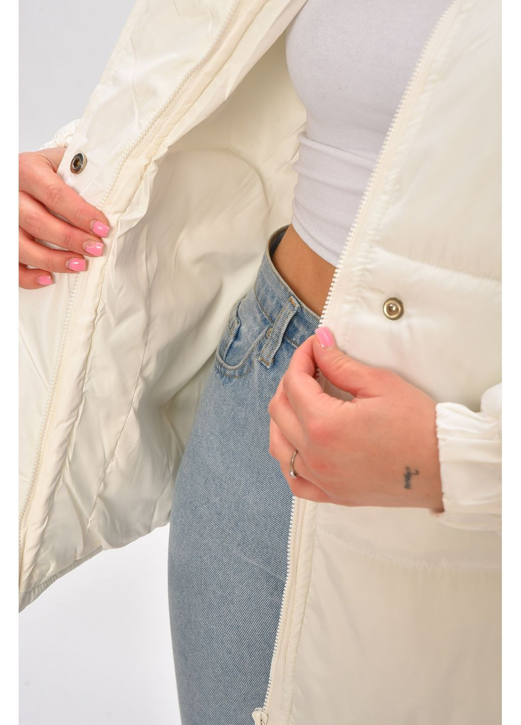 Белая демисезонная куртка женская демисезонная белого цвета Let's Shop