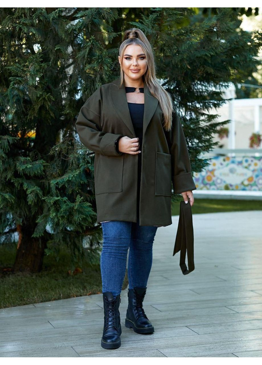 Оливкове (хакі) демісезонне Жіноче кашемірове пальто Sofia