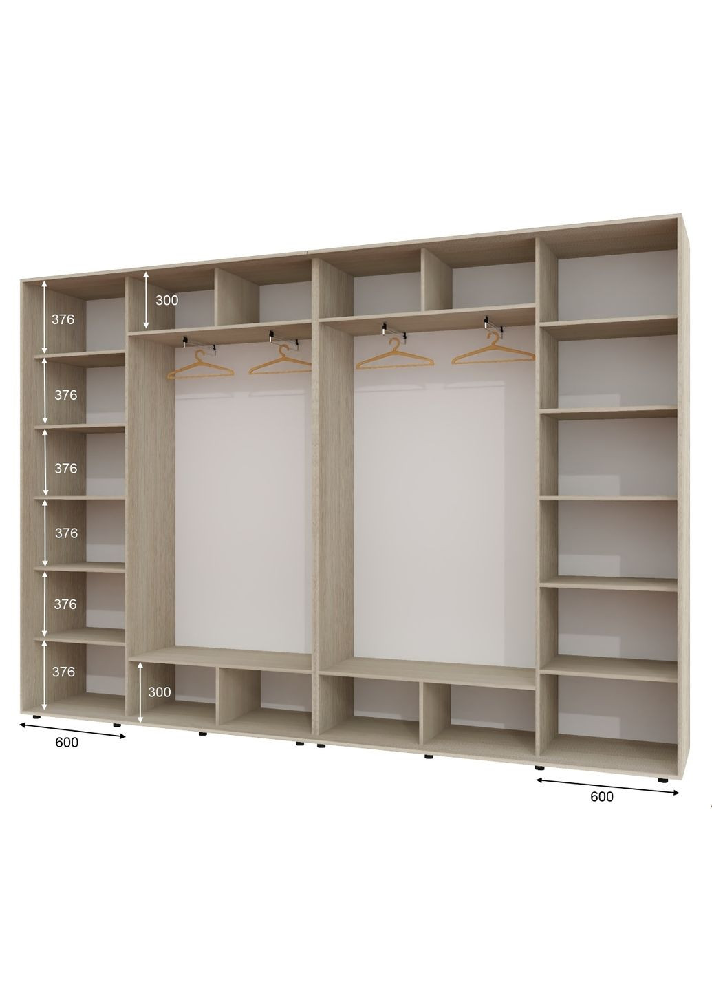 Шкаф-купе четырехдверный 330*45*240 см Дуб Шамони светлый 4 двери ДСП ШК-02 Алекса (360477448)