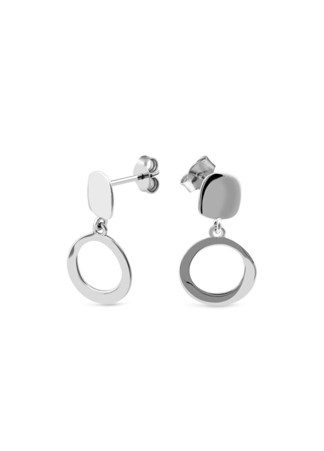 Серебряные серьги гвоздики на фиксаторах с Подвеской Круг серебро 925 пробы Родированное 1284с 1.30г No Brand (316649597)