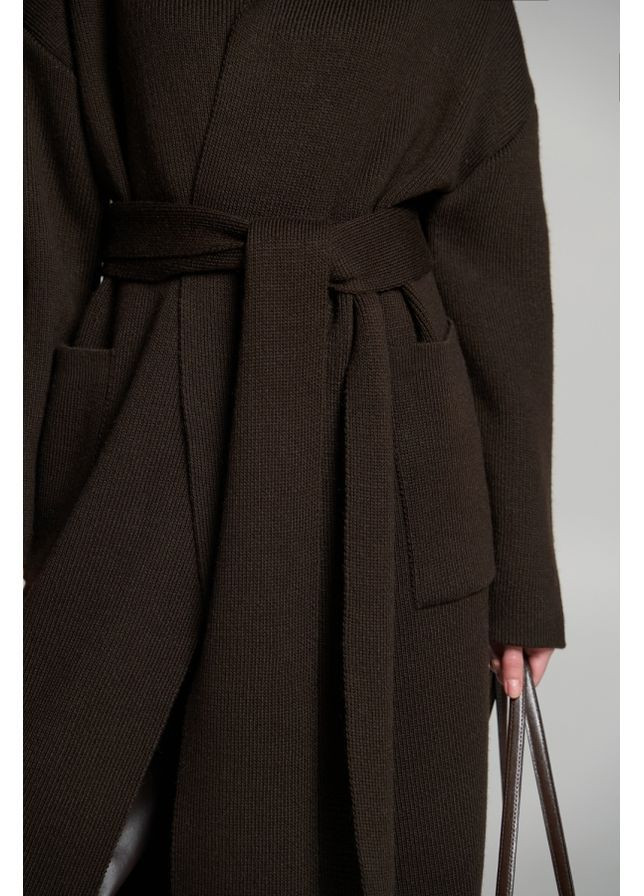 Коричневое Пальто 2788 Горький шоколад Triko Bakh