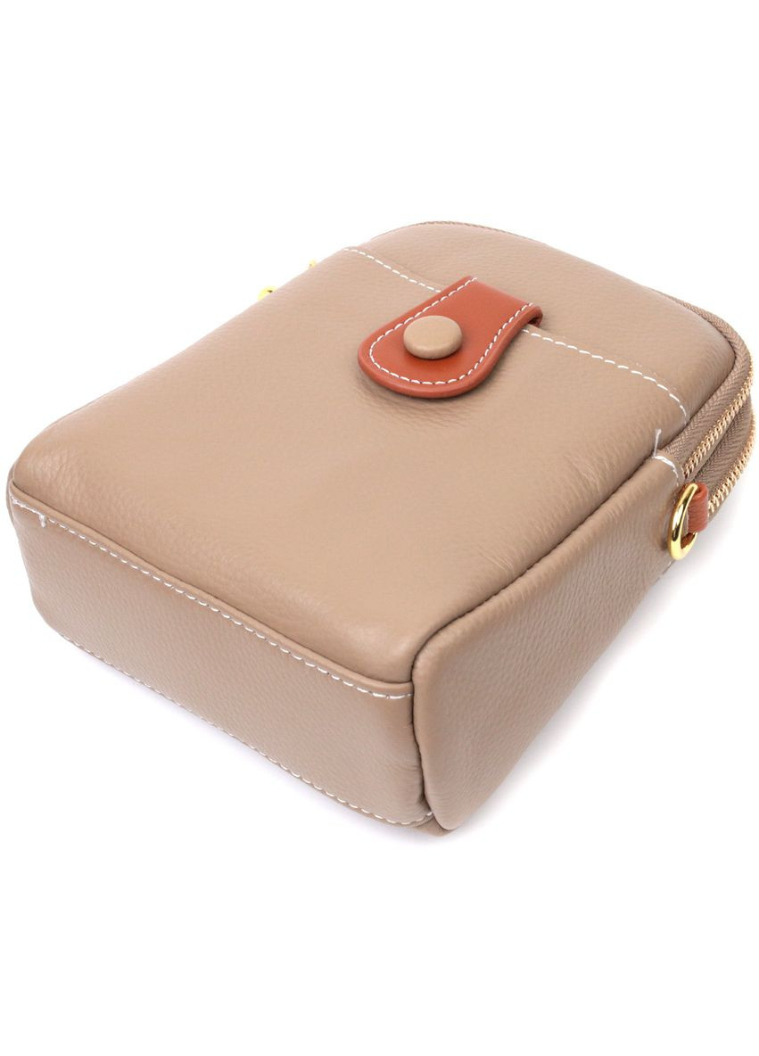 Современная сумка трапеция для женщин из натуральной кожи 22271 Бежевая. Vintage (298567440)