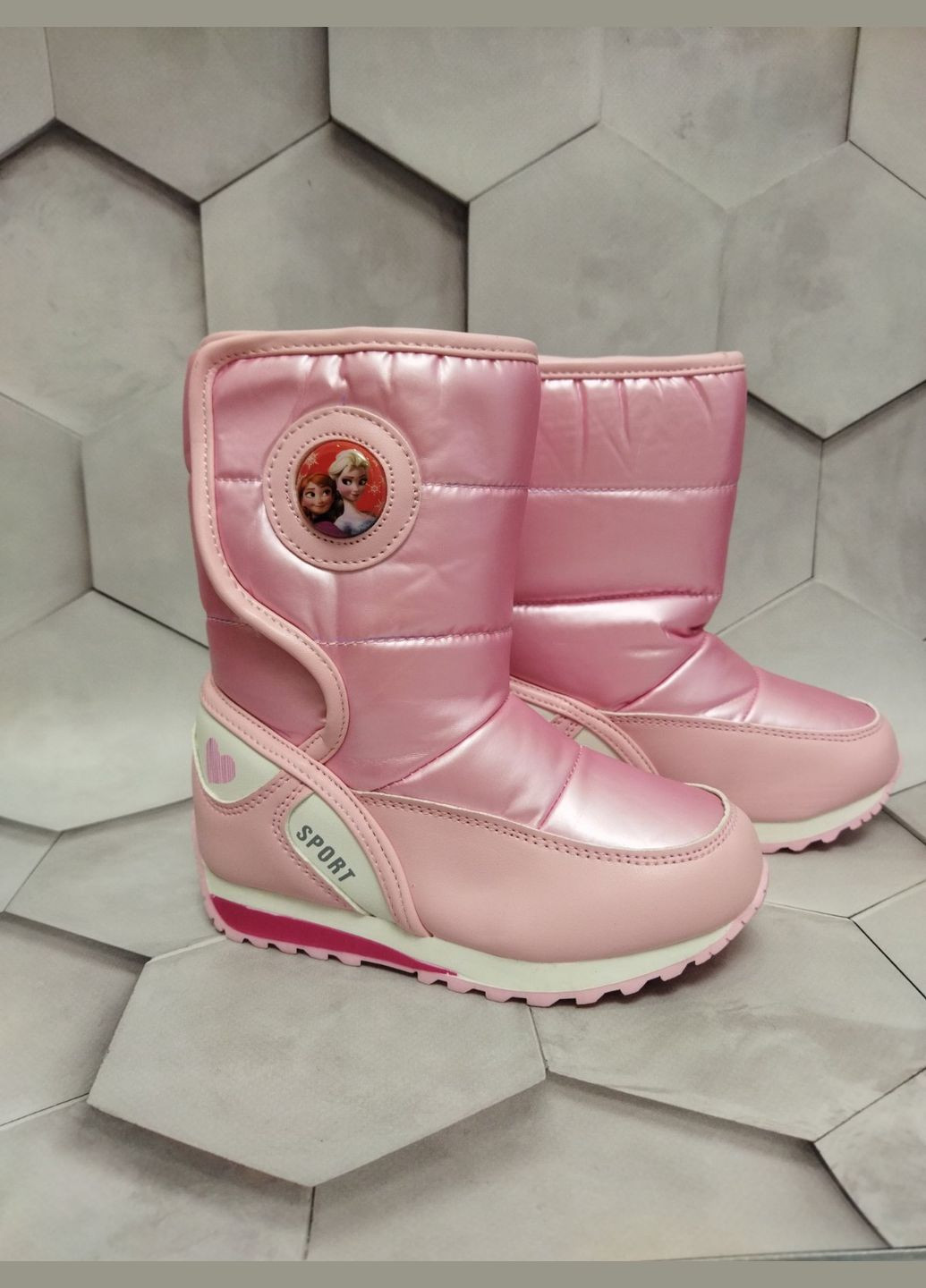 Розовые крутые теплые сапожки-дутики для девочки (р. 28 – 18 см) Bessky на липучке