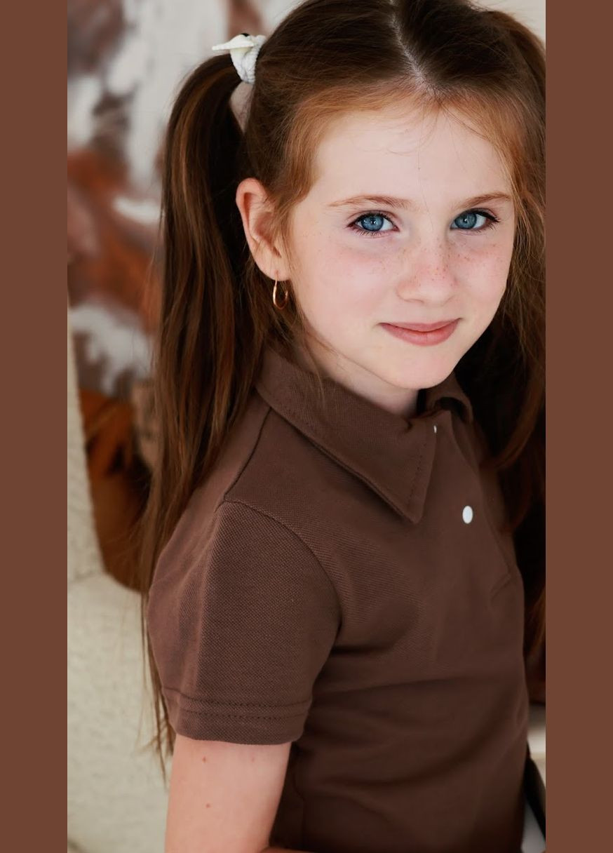 Коричневая детская футболка-футболка-поло для девочки (подростковая) hc (h001-6212-091) для девочки No Brand