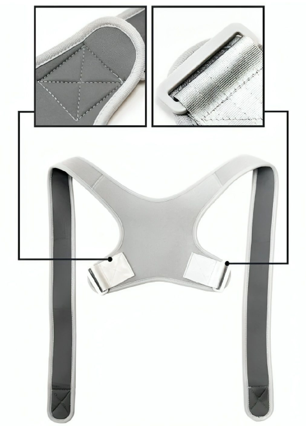 Ортопедичний бандаж плечового відділу коректор постави для спини з напівжорсткою фіксацією універсальний розмір (480191-Prob) Unbranded (330675176)